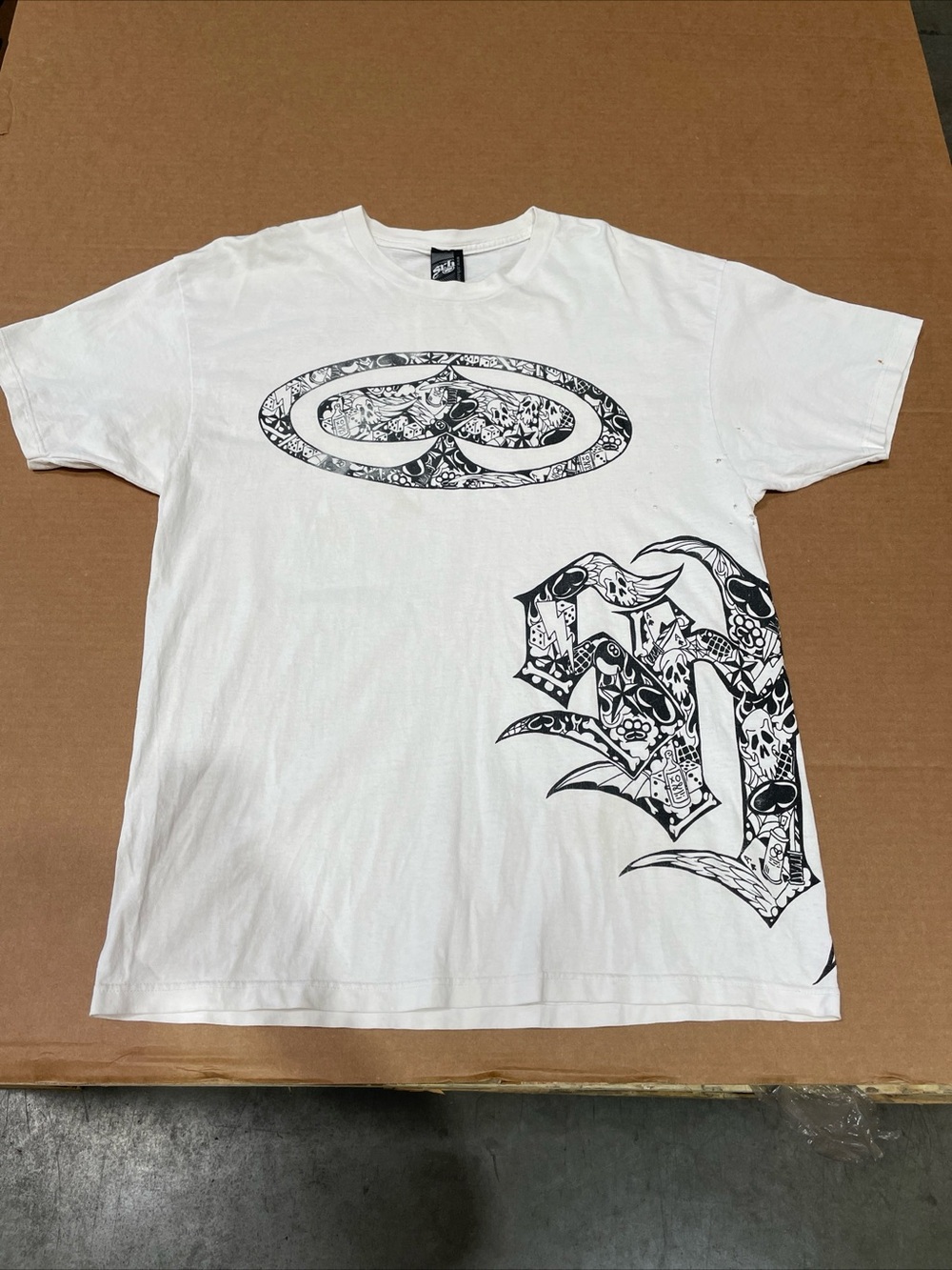 Vintage Y2K SRH Spade Logo Skate BMX Grunge T-Shirt SZ XL Distressed
